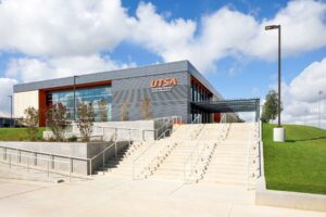 UTSA Roadrunner Athletics Center of Excellence exterior, highlighting advanced higher education construction in San Antonio.