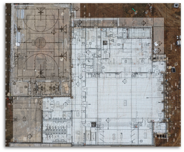 HEB ISD Trinity Lakes Drone Deploy Overlay with architectural plan